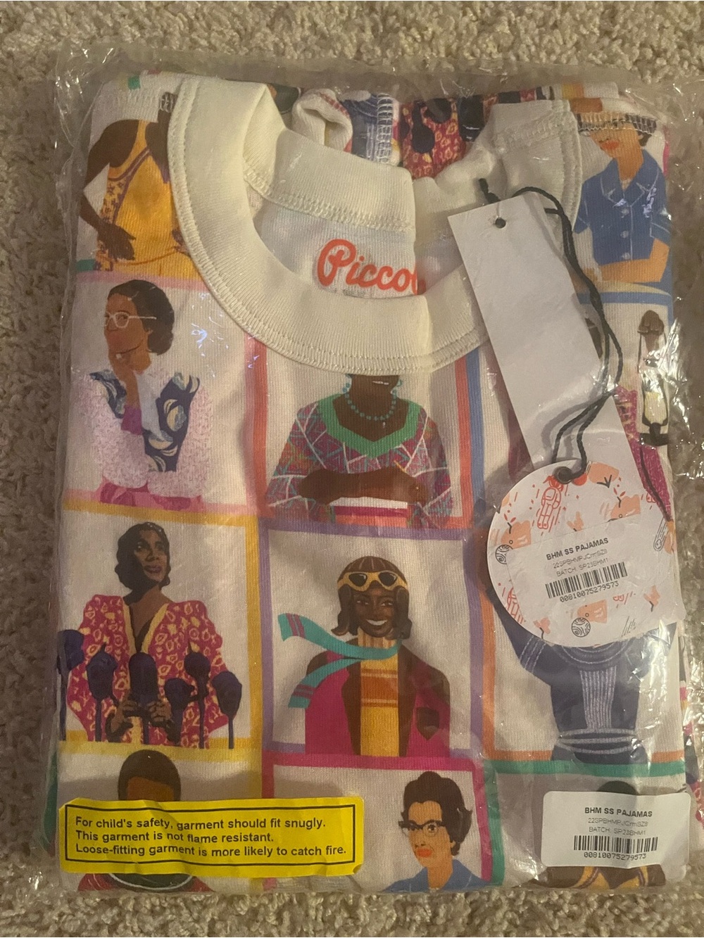 Piccolina Girls' Multicolor Black History Portrait Print Pajama Set, Size 8, NWT